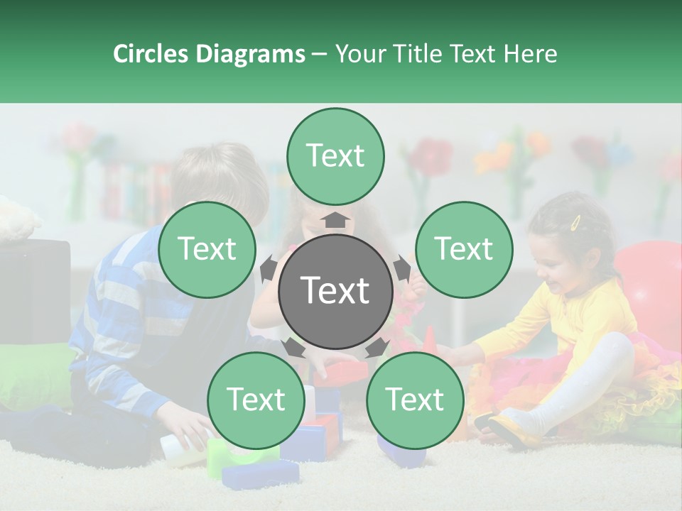 A Group Of Children Playing With Toys On The Floor PowerPoint Template