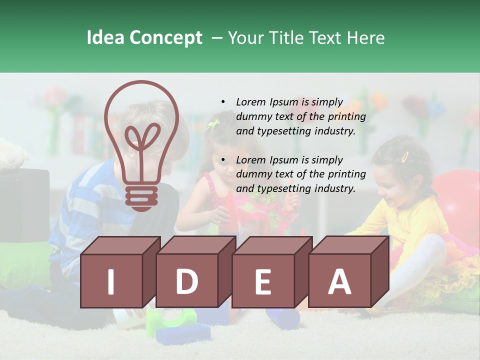 A Group Of Children Playing With Toys On The Floor PowerPoint Template