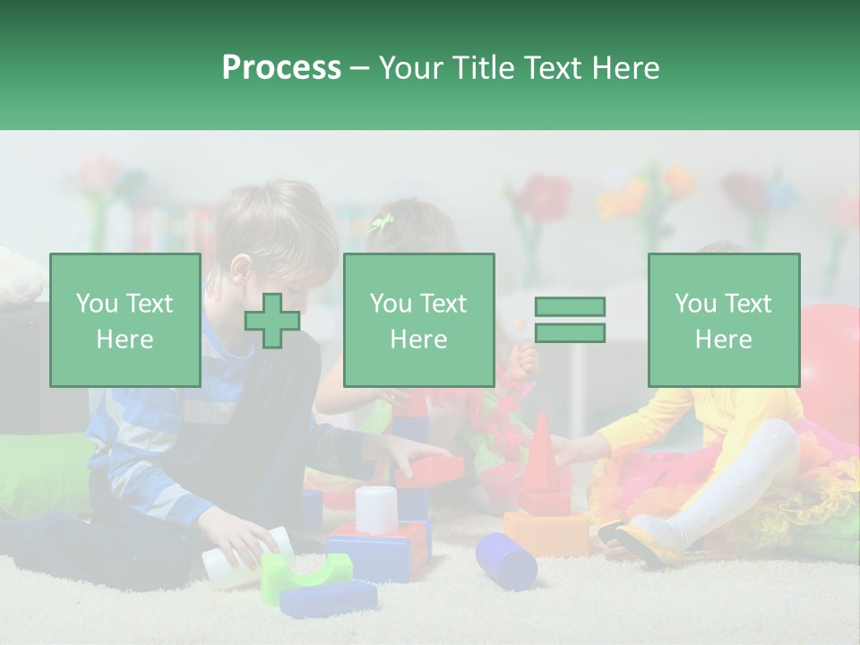 A Group Of Children Playing With Toys On The Floor PowerPoint Template