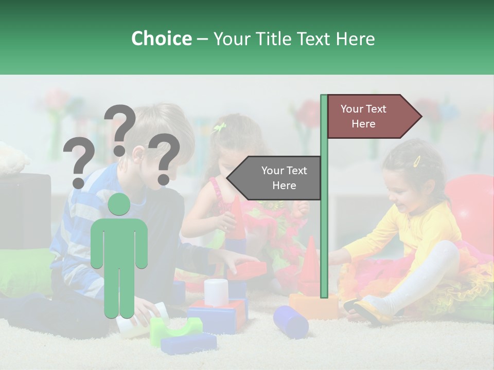 A Group Of Children Playing With Toys On The Floor PowerPoint Template