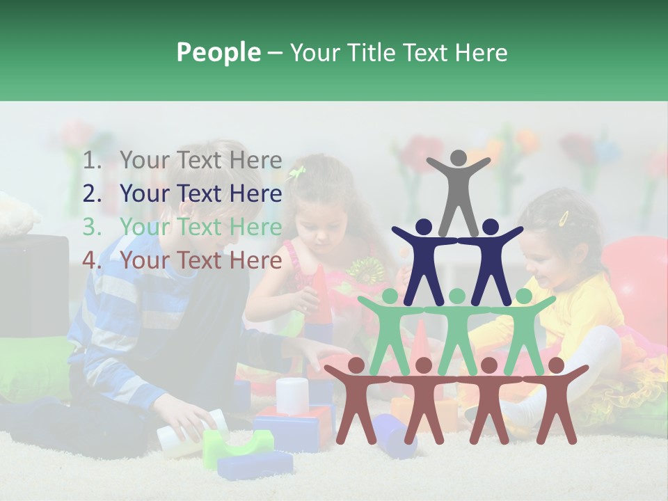 A Group Of Children Playing With Toys On The Floor PowerPoint Template