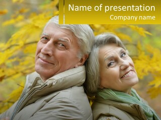 A Couple Of People That Are Standing In Front Of A Tree PowerPoint Template