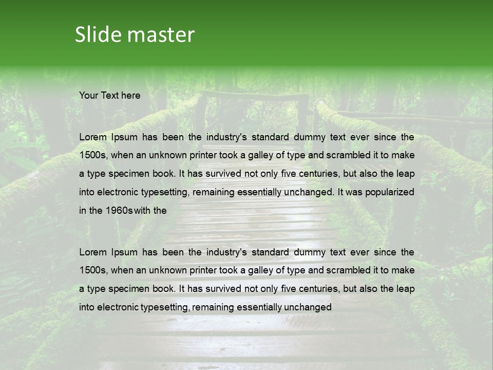 A Wooden Bridge In The Middle Of A Forest With Moss Growing On It PowerPoint Template