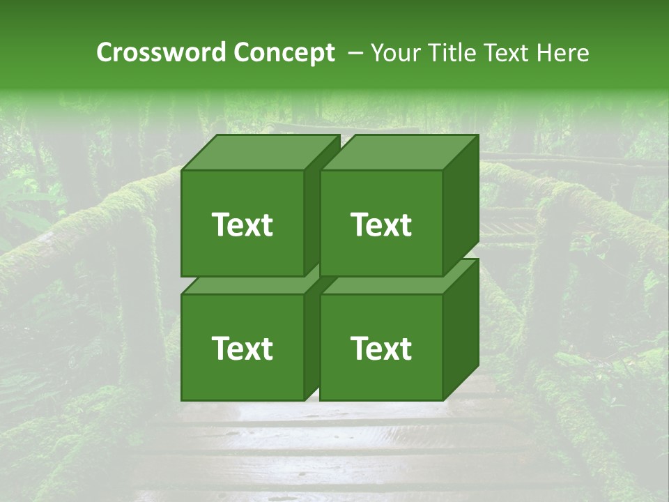 A Wooden Bridge In The Middle Of A Forest With Moss Growing On It PowerPoint Template