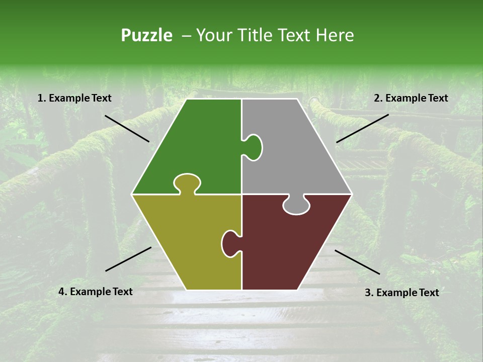 A Wooden Bridge In The Middle Of A Forest With Moss Growing On It PowerPoint Template