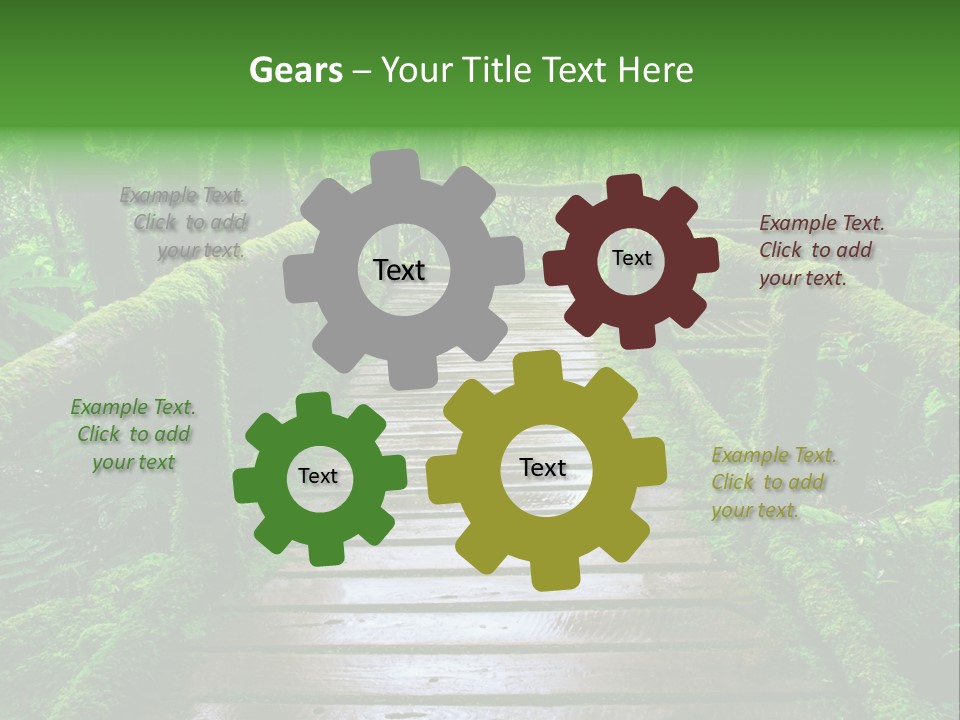 A Wooden Bridge In The Middle Of A Forest With Moss Growing On It PowerPoint Template