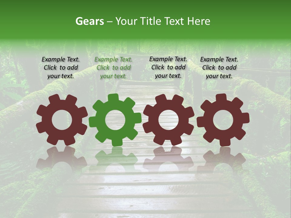 A Wooden Bridge In The Middle Of A Forest With Moss Growing On It PowerPoint Template