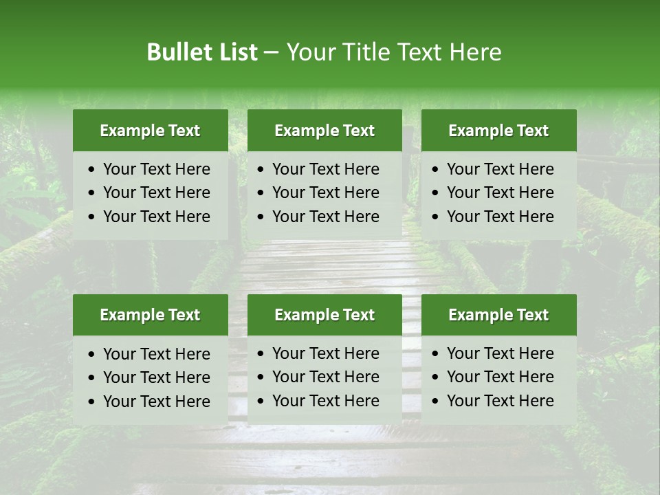 A Wooden Bridge In The Middle Of A Forest With Moss Growing On It PowerPoint Template