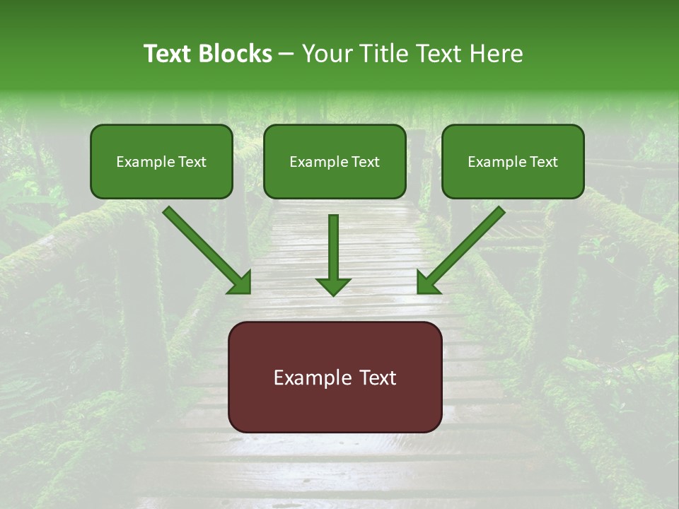 A Wooden Bridge In The Middle Of A Forest With Moss Growing On It PowerPoint Template
