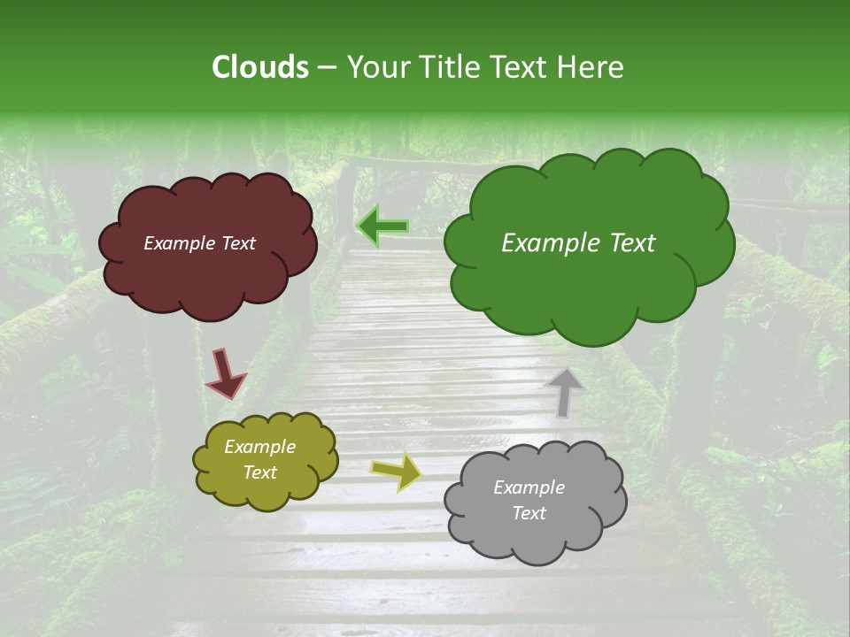 A Wooden Bridge In The Middle Of A Forest With Moss Growing On It PowerPoint Template