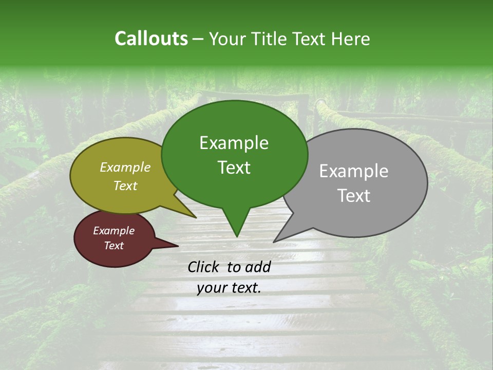 A Wooden Bridge In The Middle Of A Forest With Moss Growing On It PowerPoint Template
