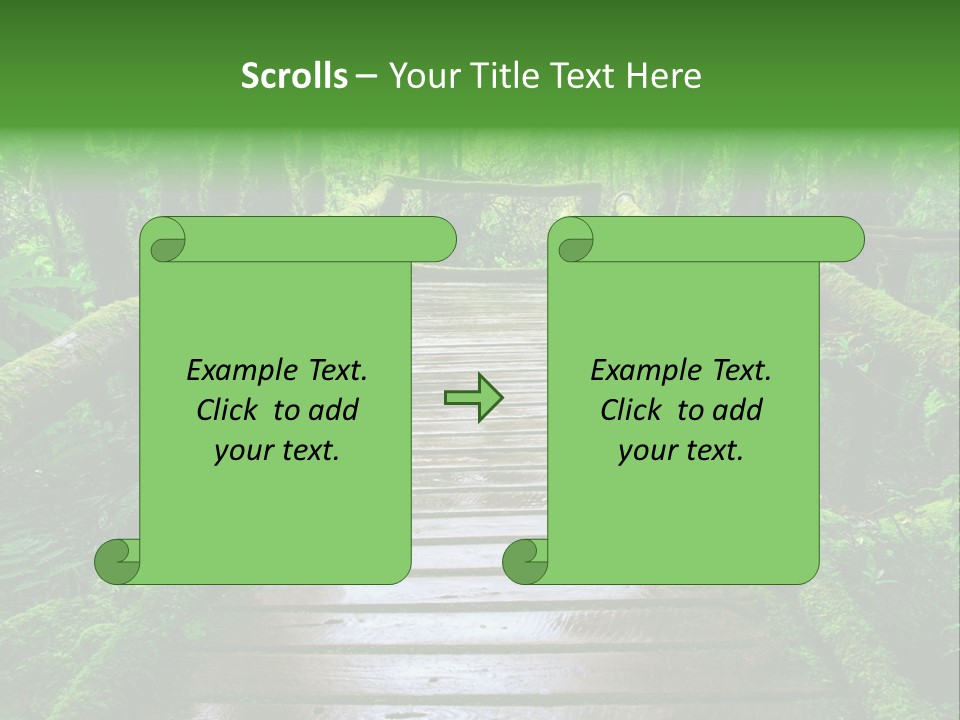 A Wooden Bridge In The Middle Of A Forest With Moss Growing On It PowerPoint Template