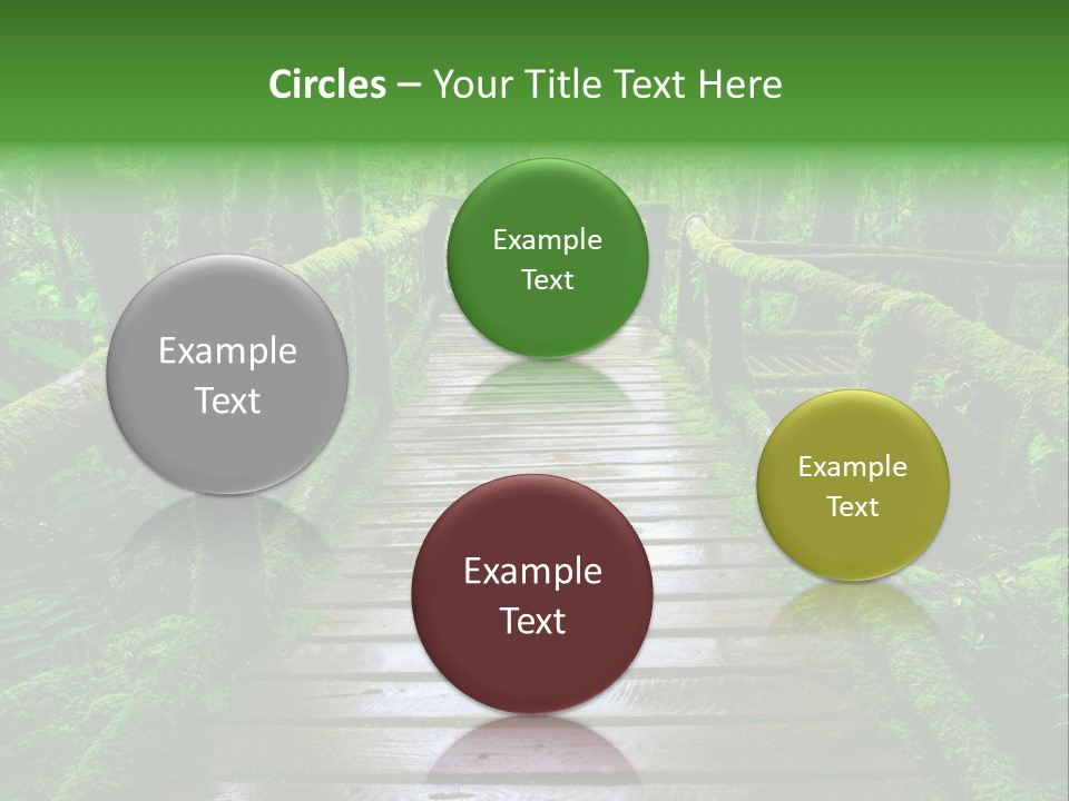 A Wooden Bridge In The Middle Of A Forest With Moss Growing On It PowerPoint Template