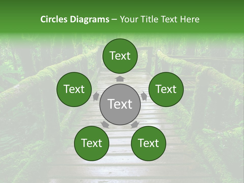 A Wooden Bridge In The Middle Of A Forest With Moss Growing On It PowerPoint Template