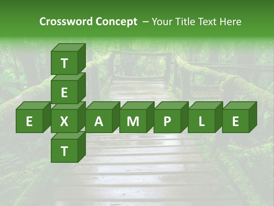 A Wooden Bridge In The Middle Of A Forest With Moss Growing On It PowerPoint Template