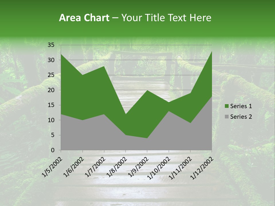A Wooden Bridge In The Middle Of A Forest With Moss Growing On It PowerPoint Template