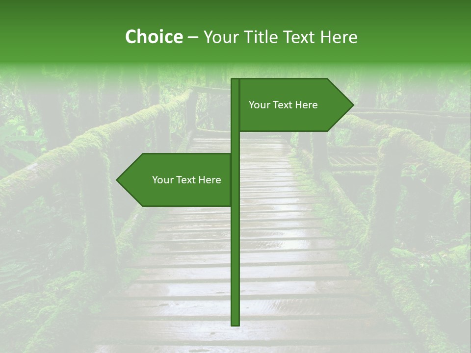 A Wooden Bridge In The Middle Of A Forest With Moss Growing On It PowerPoint Template