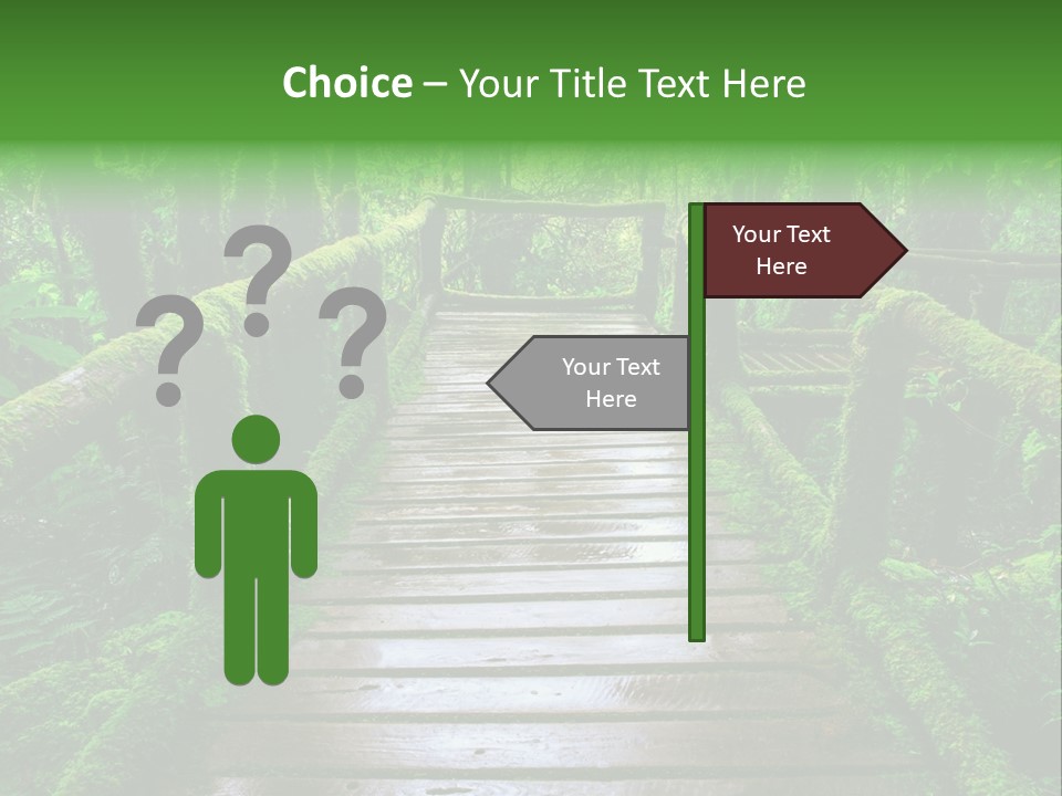 A Wooden Bridge In The Middle Of A Forest With Moss Growing On It PowerPoint Template
