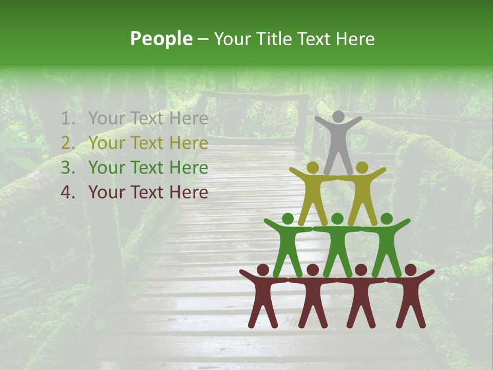 A Wooden Bridge In The Middle Of A Forest With Moss Growing On It PowerPoint Template