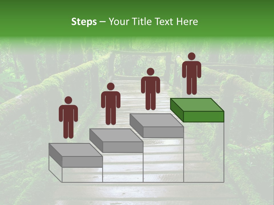 A Wooden Bridge In The Middle Of A Forest With Moss Growing On It PowerPoint Template