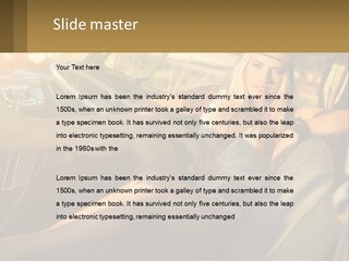 A Woman Sitting In The Drivers Seat Of A Car PowerPoint Template