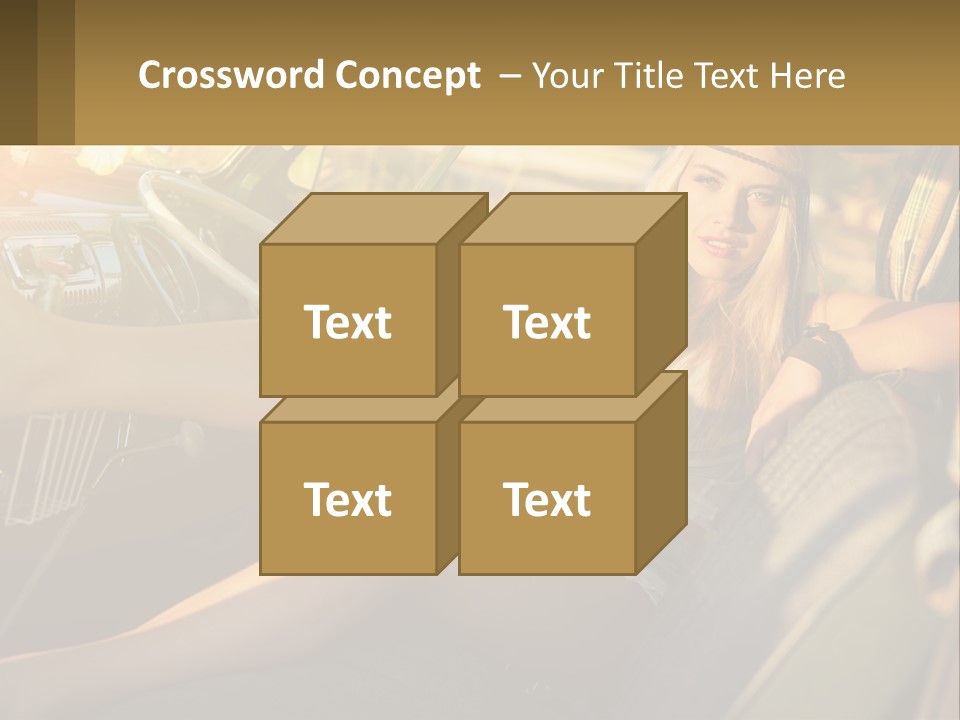 A Woman Sitting In The Drivers Seat Of A Car PowerPoint Template