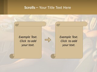 A Woman Sitting In The Drivers Seat Of A Car PowerPoint Template