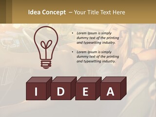 A Woman Sitting In The Drivers Seat Of A Car PowerPoint Template