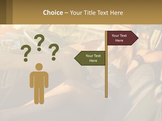 A Woman Sitting In The Drivers Seat Of A Car PowerPoint Template