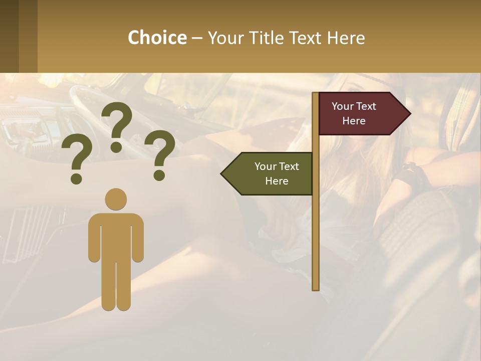 A Woman Sitting In The Drivers Seat Of A Car PowerPoint Template