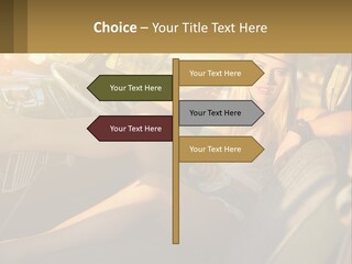 A Woman Sitting In The Drivers Seat Of A Car PowerPoint Template