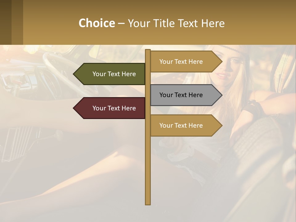 A Woman Sitting In The Drivers Seat Of A Car PowerPoint Template