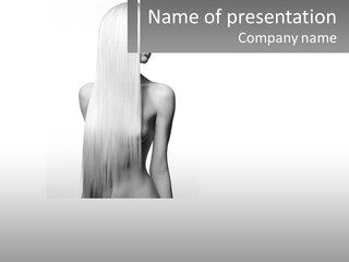 A Woman With Long Hair Is Shown In Black And White PowerPoint Template
