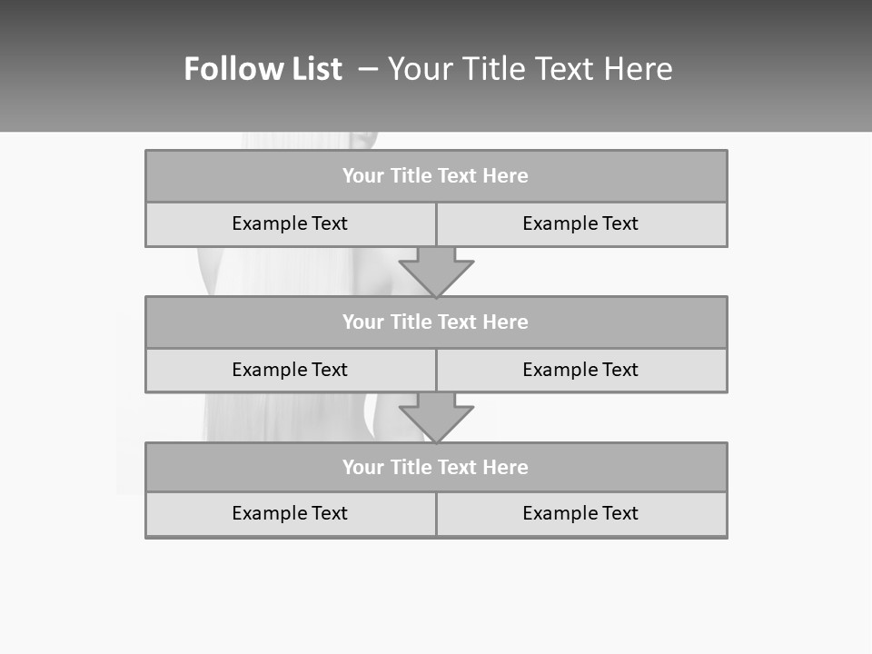A Woman With Long Hair Is Shown In Black And White PowerPoint Template