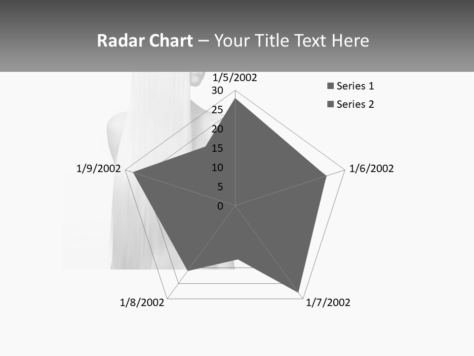 A Woman With Long Hair Is Shown In Black And White PowerPoint Template