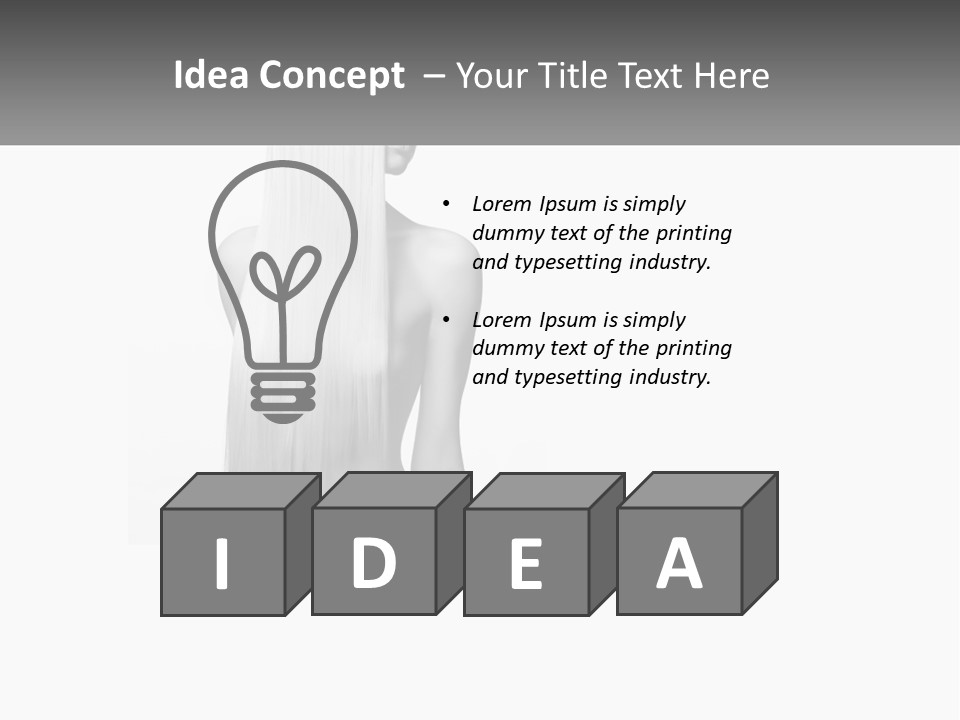 A Woman With Long Hair Is Shown In Black And White PowerPoint Template