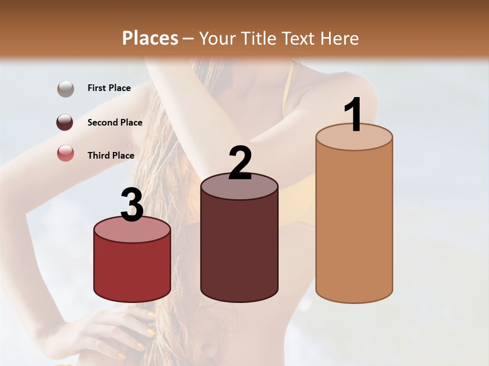 A Woman In A Yellow Bikini And Hat On The Beach PowerPoint Template