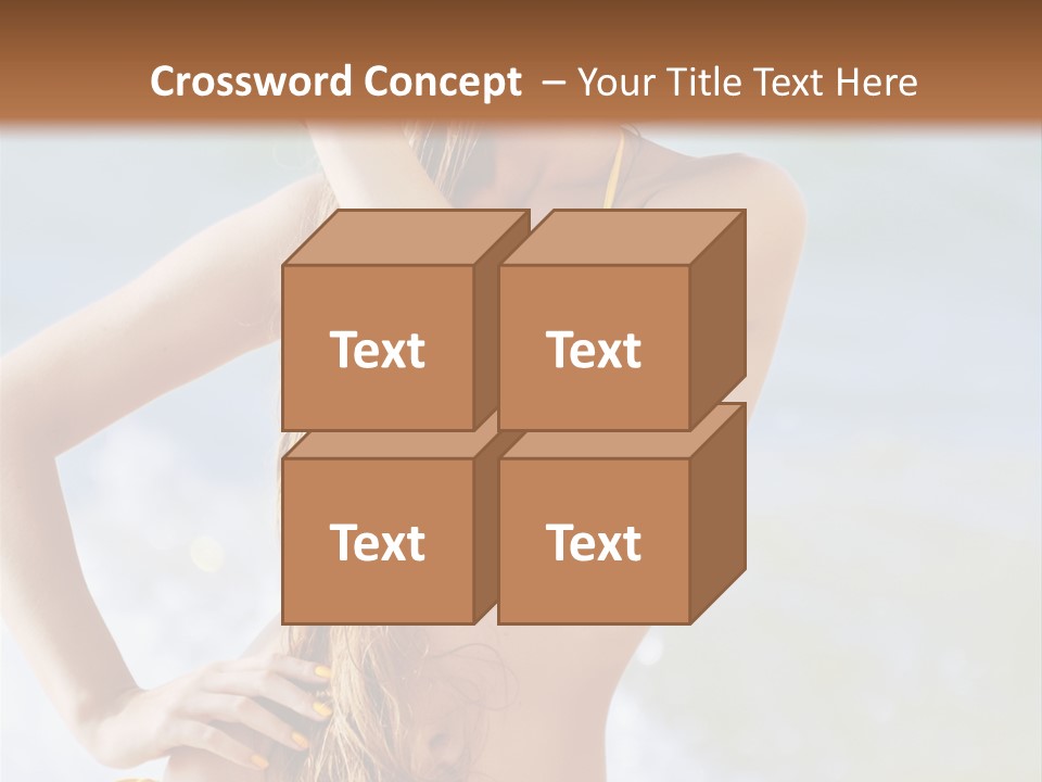 A Woman In A Yellow Bikini And Hat On The Beach PowerPoint Template