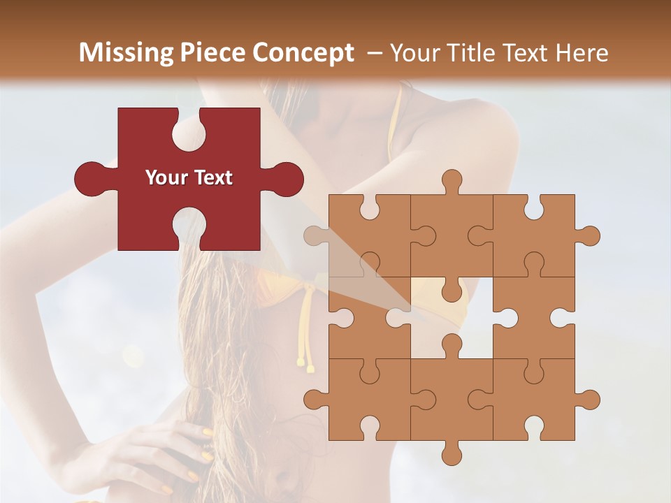 A Woman In A Yellow Bikini And Hat On The Beach PowerPoint Template