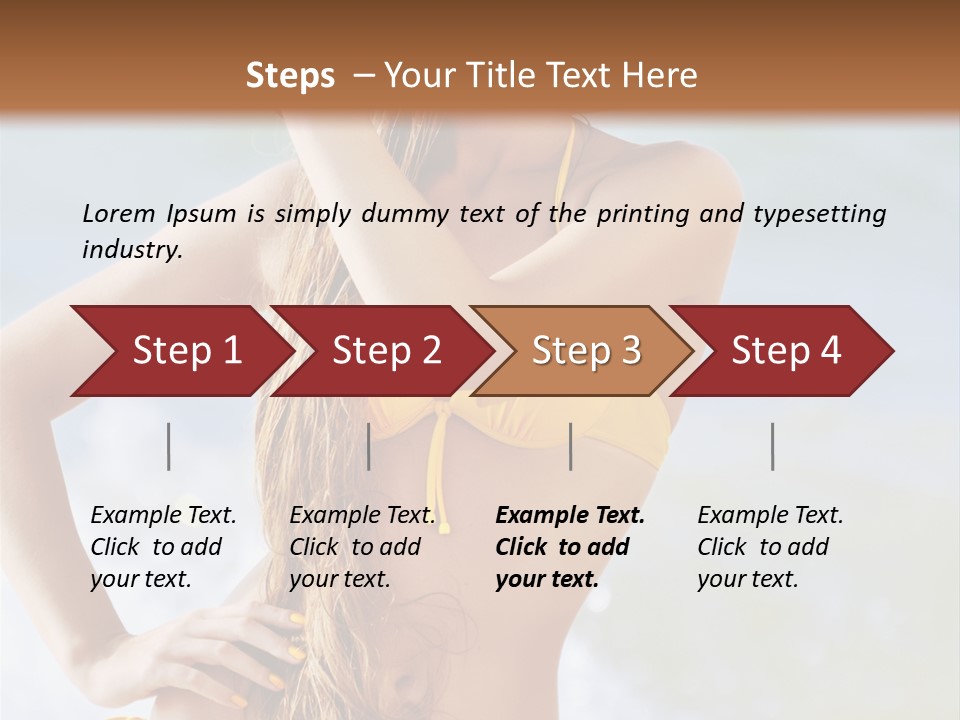 A Woman In A Yellow Bikini And Hat On The Beach PowerPoint Template