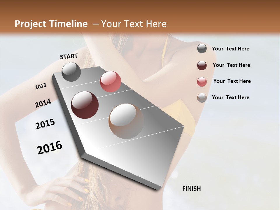 A Woman In A Yellow Bikini And Hat On The Beach PowerPoint Template