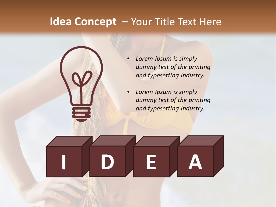 A Woman In A Yellow Bikini And Hat On The Beach PowerPoint Template