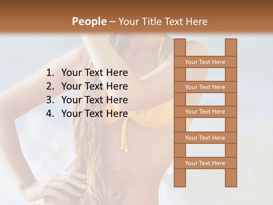 A Woman In A Yellow Bikini And Hat On The Beach PowerPoint Template