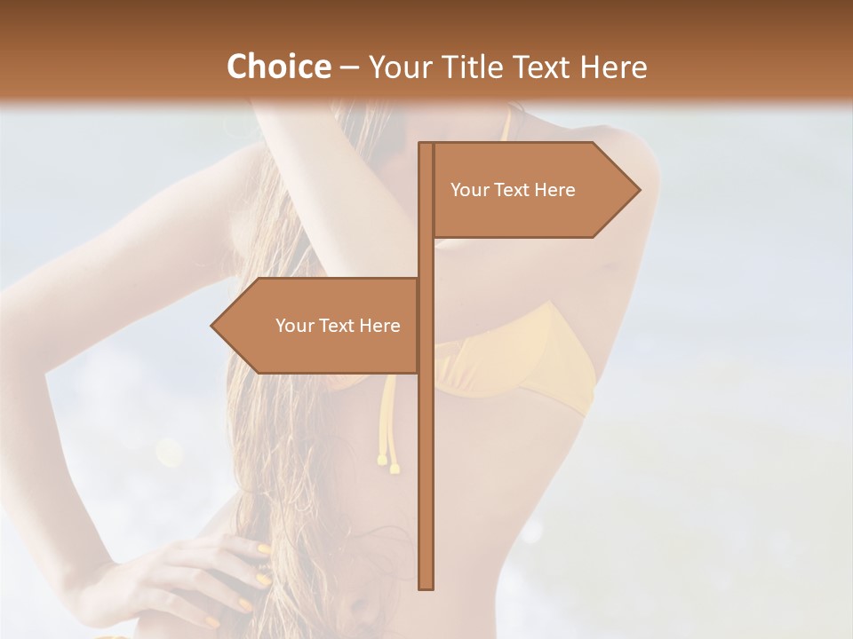 A Woman In A Yellow Bikini And Hat On The Beach PowerPoint Template