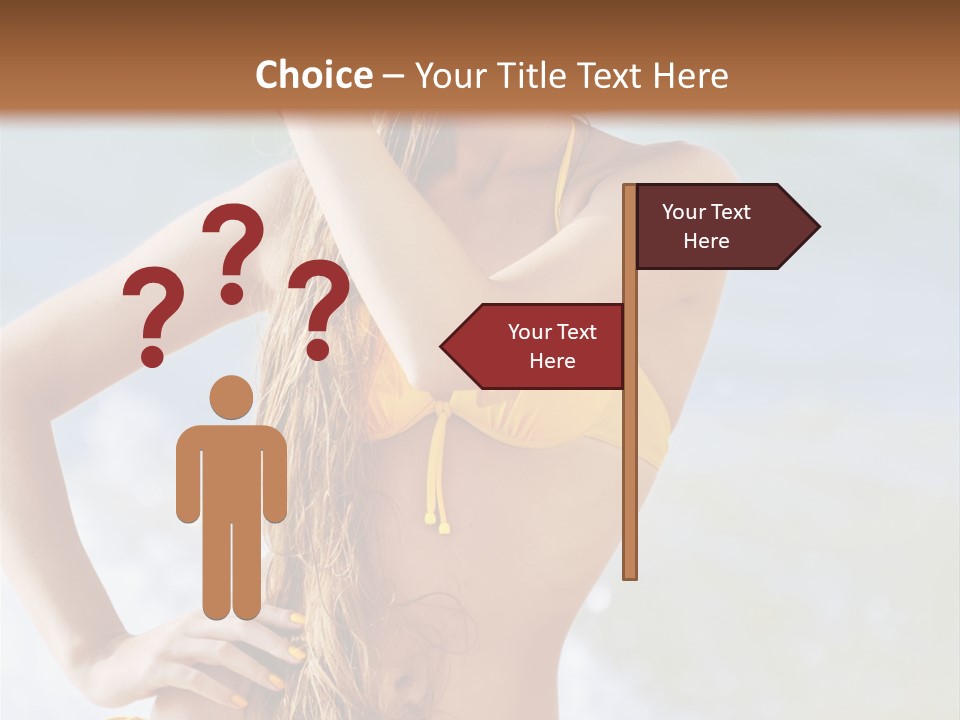 A Woman In A Yellow Bikini And Hat On The Beach PowerPoint Template