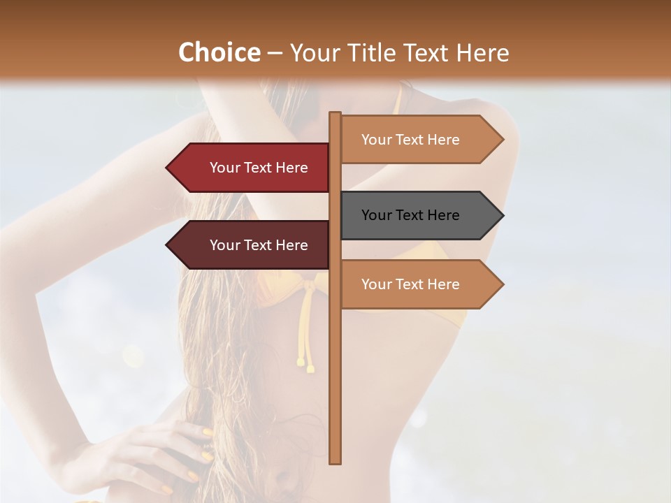 A Woman In A Yellow Bikini And Hat On The Beach PowerPoint Template