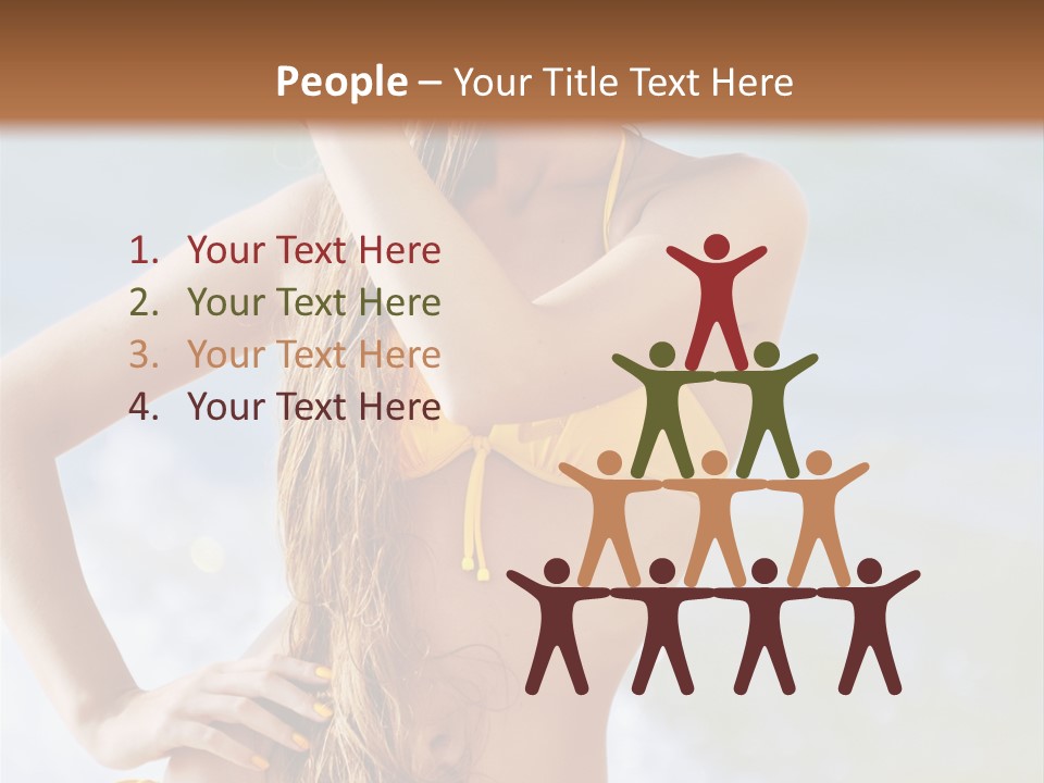 A Woman In A Yellow Bikini And Hat On The Beach PowerPoint Template