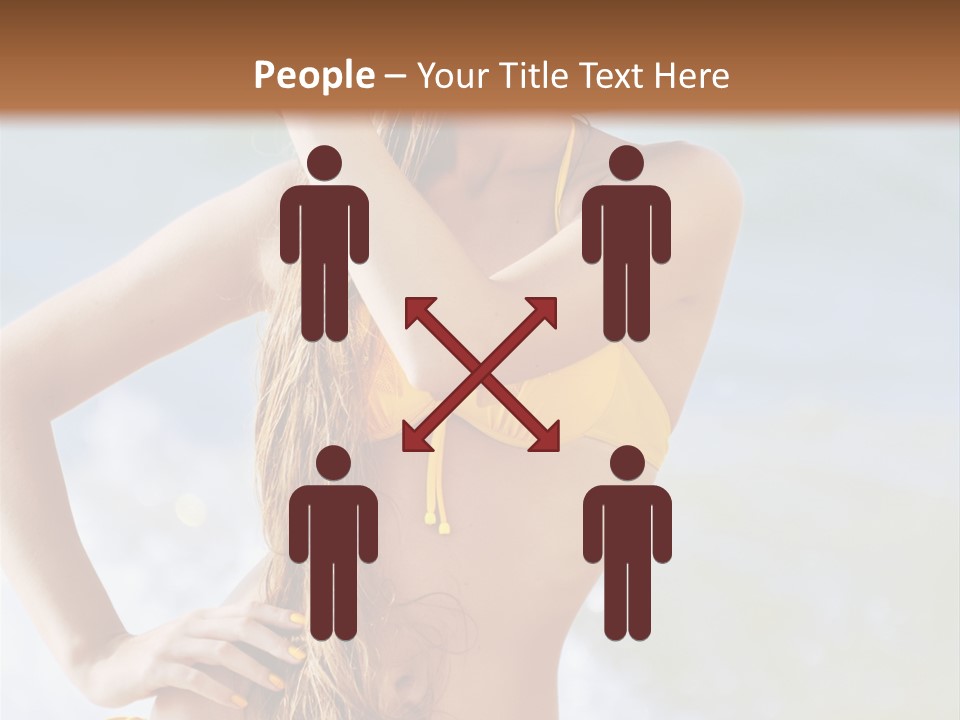 A Woman In A Yellow Bikini And Hat On The Beach PowerPoint Template