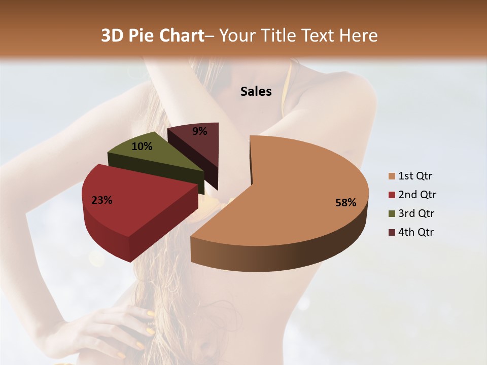 A Woman In A Yellow Bikini And Hat On The Beach PowerPoint Template