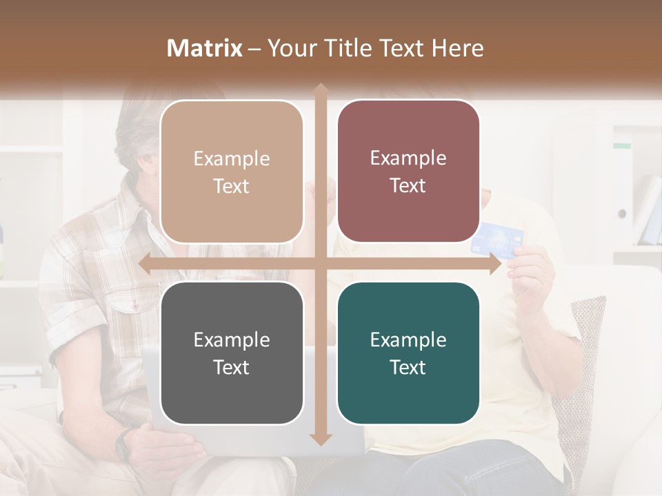 A Man And Woman Sitting On A Couch Holding A Credit Card PowerPoint Template